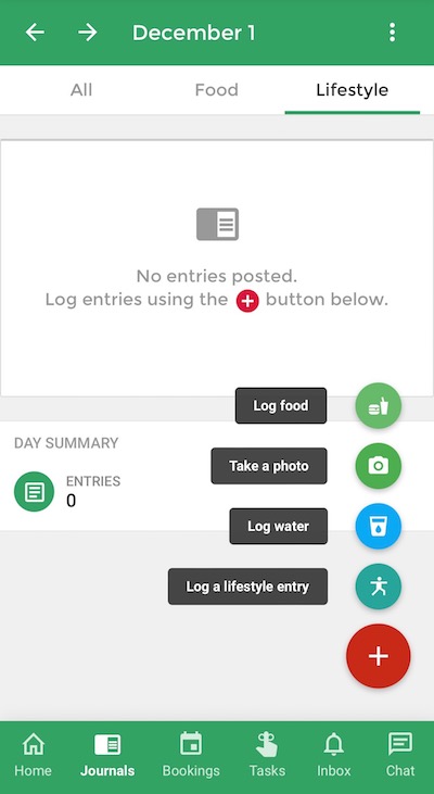 screenshot of patient portal app